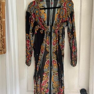 Free People Floral Tunic in Black and Red